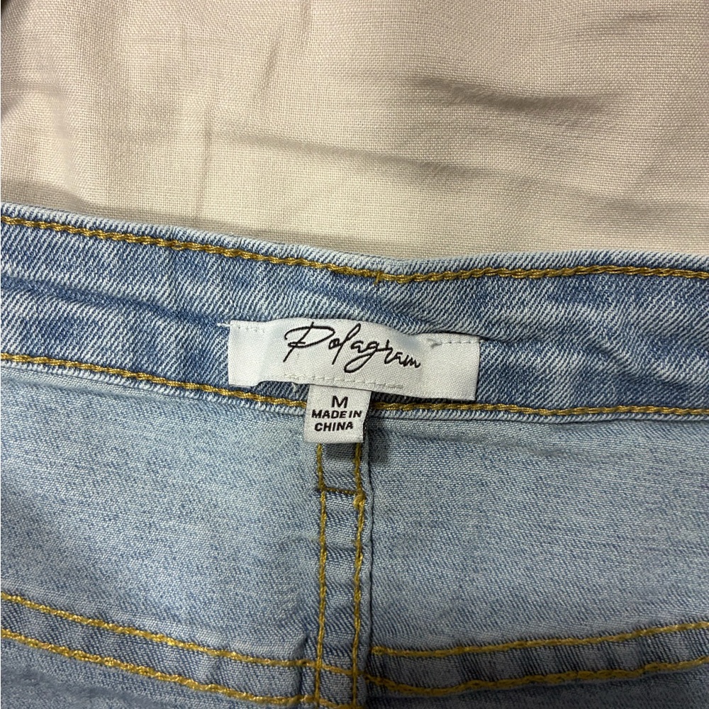 Polagram Light Blue Denim Pencil Skirt with Front Patch Pockets - Picture 3 of 3